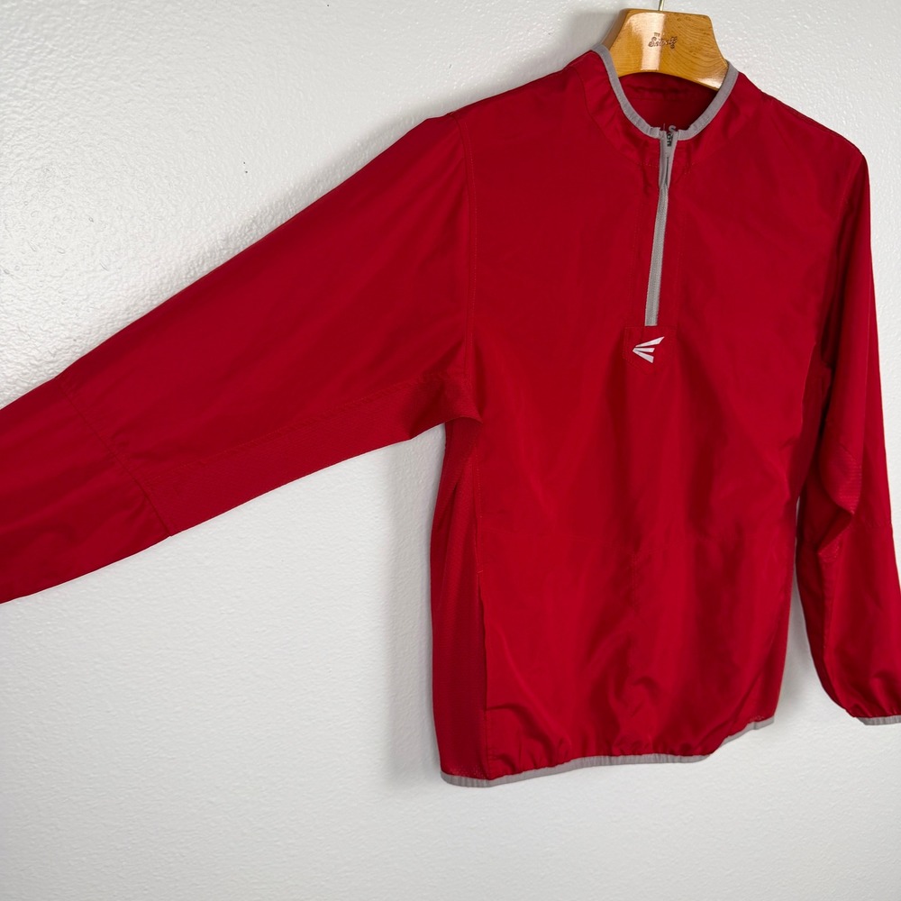 Easton Mens Small Red Baseball Batting Jacket 1/4 Zip Pullover Athletic Wind - Picture 2 of 14